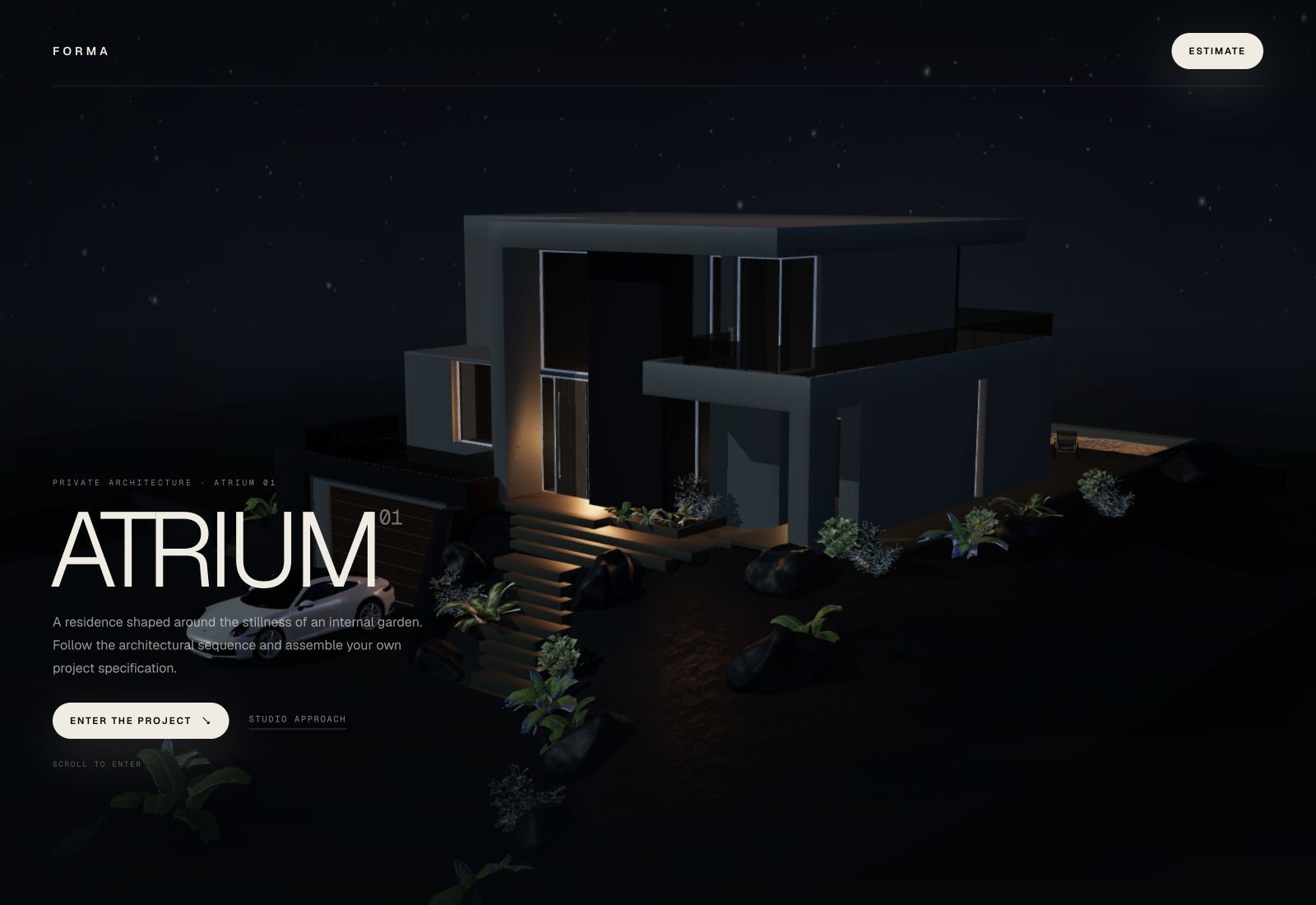 Interactive 3D scene of a private house on the ATRIUM website