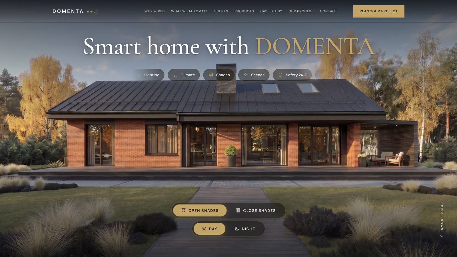 DOMENTA wired smart-home website interface